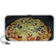 vegetarisk pizza, med oliv och paprika minihögtalare