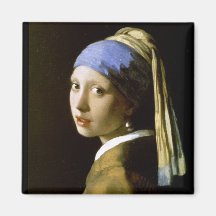 Vermeer flicka med en pärlemorfärg örhängekonst magnet för kylskåp