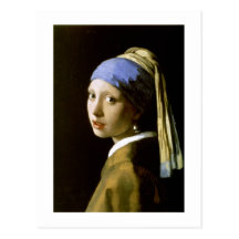 Vermeer flicka med en pärlemorfärg örhängekonst vykort