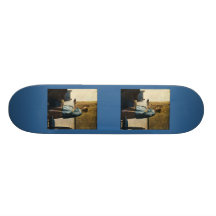 Vermeers kvinna i blåttläsning ett brev ca.1665 anpassad skate board