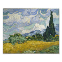 Vetefält med Cypresses av Vincent Van Gogh Konstfoto