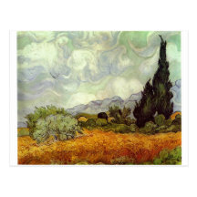 Vetefält med Cypresses Vykort