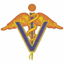 Veterinär- Caduceus broderade tröjor