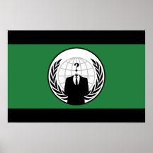 Vi är anonym grönt och svärtar flagga affisch