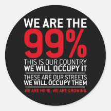 Vi är de 99% - 99 occupy wall street procentna runda klistermärken