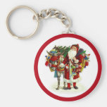 Victorian Santa och åsna Nyckelring