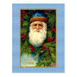 Victorian Santa på pläd Vykort