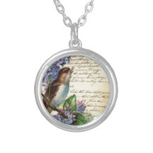 Victorianfågel och typografi mig halsband