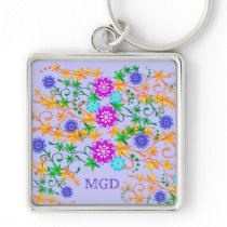 Vilden blommar högvärdig keychain för monogramen