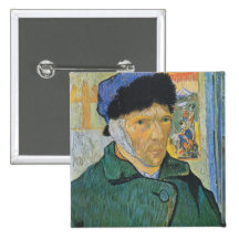 Vincent Van Gogh - självporträtt Knapp Med Nål