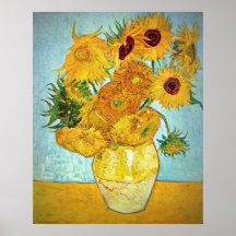 Vincent Van Gogh - vas med 12 solrosor Affischer