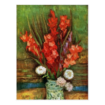 Vincent Van Gogh - vas med röda Gladioli Vykort