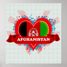 Vintage älskar jag Afghanistan Print