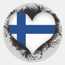 Vintage älskar jag Finland Rund Klistermärke