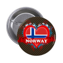 Vintage älskar jag norge knapp med nål