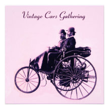 Vintage bilar som SAMLAR, rosa lilor Inbjudningar