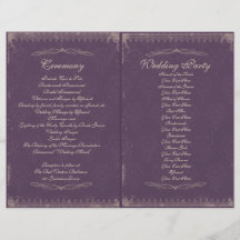 Vintage bröllopceremoniprogram full färg flygblad