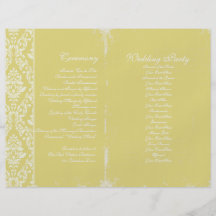 Vintage bröllopceremoniprogram full färg flygblad