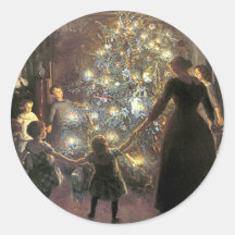 Vintage_Christmas_dance_sticker Runda Klistermärken