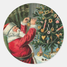 Vintage_Christmas_Santa_sticker Rund Klistermärke