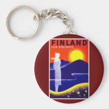 Vintage Finland reser affischdesign Nyckelring