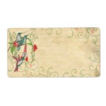 Vintage Humingbird virvlar runt juladressetiketter