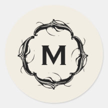 Vintage inspirerad Monogramklistermärke - svart