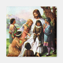 Vintage Jesus älskar alla barnmagnet Kylskåps Magneter