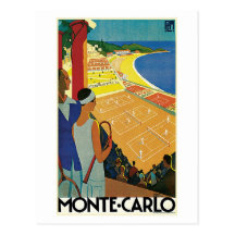 Vintage Monte - carlo tennis reser annonsen Vykort
