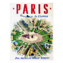 Vintage Paris panorerar amerikanAdv Vykort