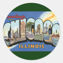 Vintage resor hälsningar från Chicago Illinois Rund Klistermärke