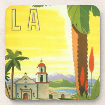 Vintage resoraffisch, Los Angeles, Kalifornien Glas Underlägg