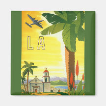 Vintage resoraffisch, Los Angeles, Kalifornien Magnet För Kylskåp