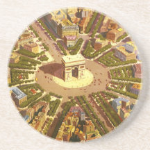 Vintage resoraffischArc de Triomphe Paris frankrik Glasunderlägg