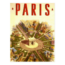 Vintage resoraffischArc de Triomphe Paris frankrik Vykort