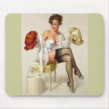 Vintage Retro Gil Elvgren klämmer fast upp flicka Mus Matta