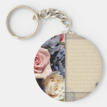 Vintage romantisk blommadesign nyckelring