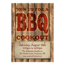 Vintage sniden Wood designBBQ-inbjudan