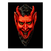 Vintage som grinar Krampus Vykort