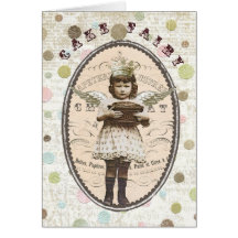 Vintage-Tårta Fe-notecard Hälsningskort