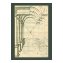 Vintagearkitektur, kolonnbågar Perspecitve Anpassade Tillkännagivande