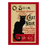 Vintageart nouveauaffisch; Chatta Noir Halloween Personliga Inbjudningskort