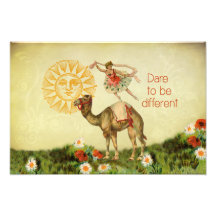 VintageBallerina, blommor och kamelCollage Fotontryck