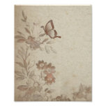 Vintageblommigtbeige Fotontryck