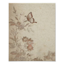 Vintageblommigtbeige Fotontryck