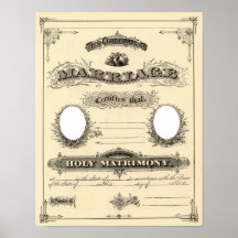 Vintagebröllopcertifikat Affischer