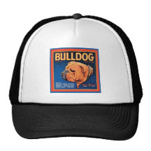 Vintagebulldoggen brännmärker lådaetiketten trucker keps