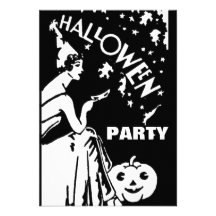 Vintagedamen med maskerar Halloween Unika Inbjudningar
