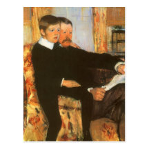 Vintagefar och Sonfamiljporträtt vid Cassatt Vykort