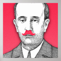 Vintagegentleman med rolig rosa mustasch print